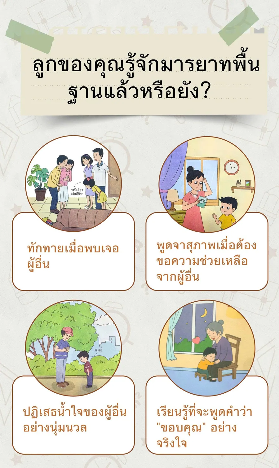ลูกของคุณรู้จักมารยาทพื้นฐานแล้วหรือยัง